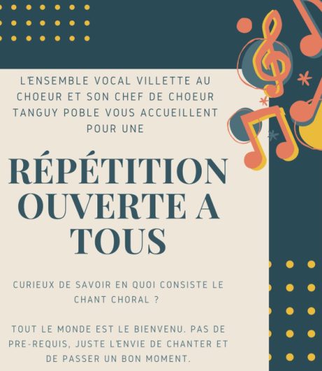 Affiche répétition ouverte 9 mai 2026 icone